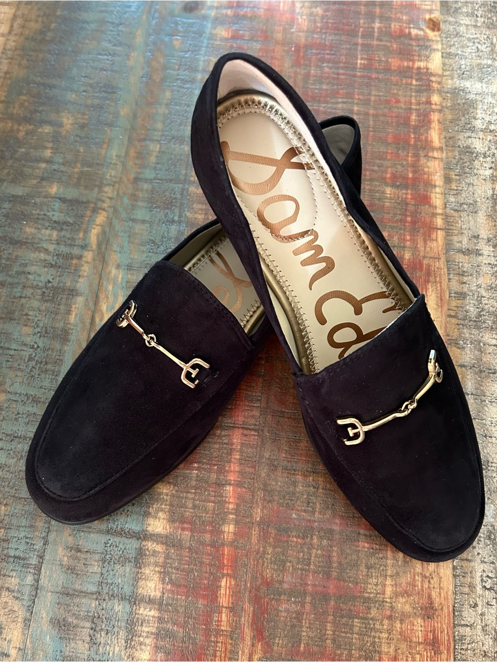 Sam Edelman Loraine Black Suede Bit Loafer Leather Classic Chic Preppy Women 7.5 - Picture 4 of 7